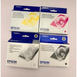 Epson T054 Ink Set Matte Black Yellow Magenta Gloss R800 R1800 OEM